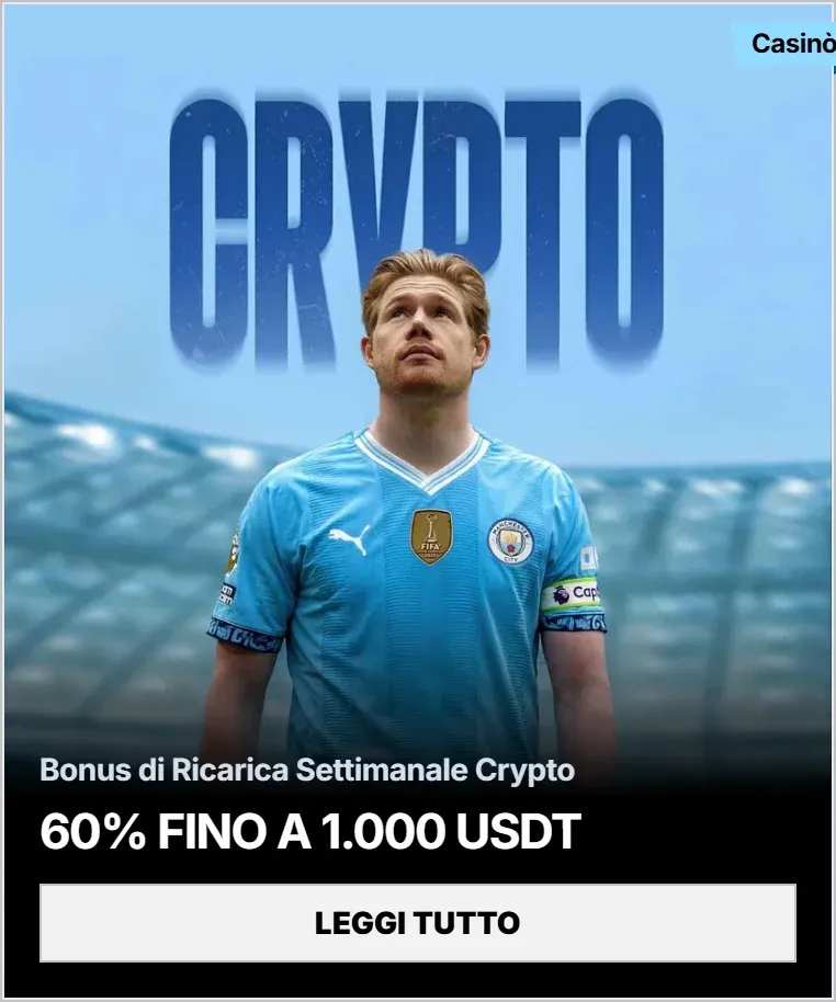 Bonus di ricarica settimanale crypto 60 fino a 1 000 usdt